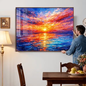 Colorful Knife Ocean Sunset Canvas — Orange Pink Teal