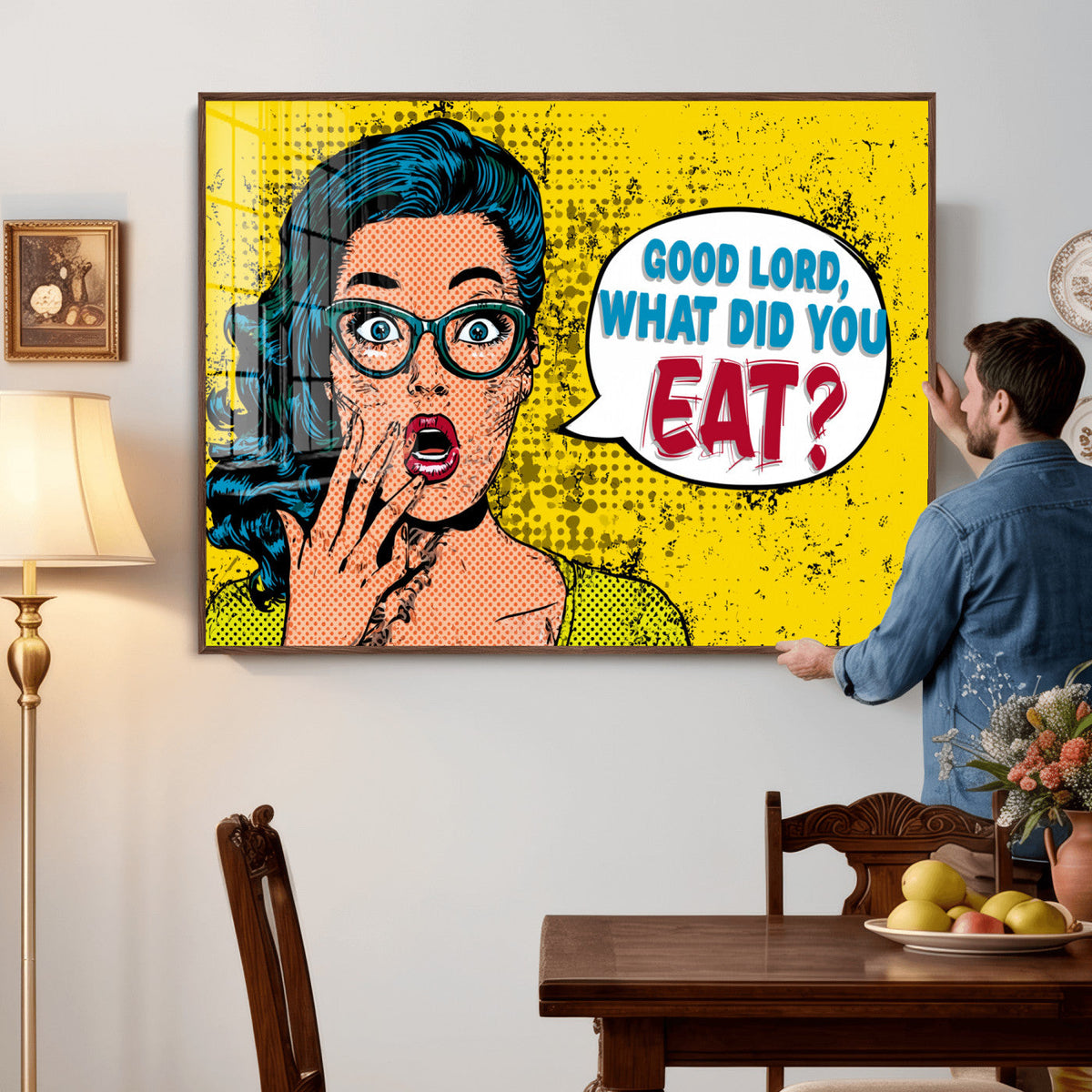 Pop Art Print Bathroom Sign Wall Art Canvas Print — Funny