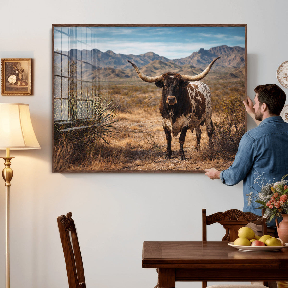 Texas Longhorn Canvas Wall Art Western Bull Desert Moody