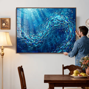 School of Fish Canvas Print | Blue Ocean Underwater Wall Art