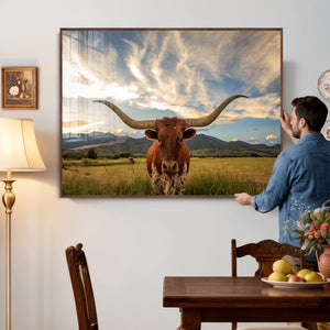 Texas Longhorn Canvas Wall Art – Majestic Triptych Animal