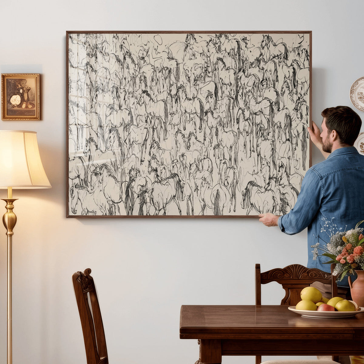 Abstract Horse Sketch Wall Art | Ready to Hang and Framed |
