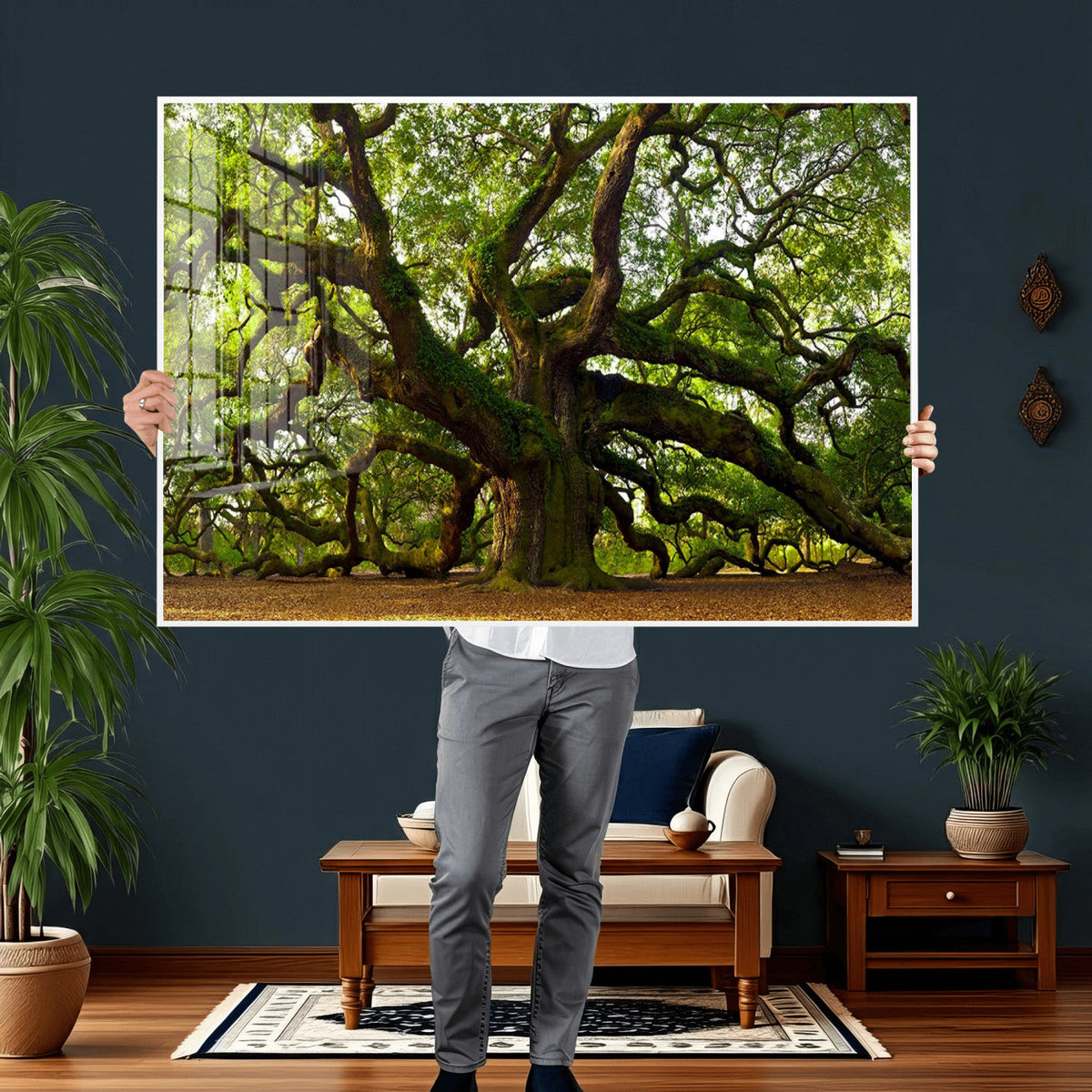 Angel Oak Tree Wall Art Canvas Print | Forest Tree Nature