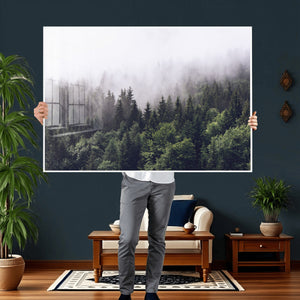 Misty Forest Wall Art | Foggy Forest Canvas Print | Large
