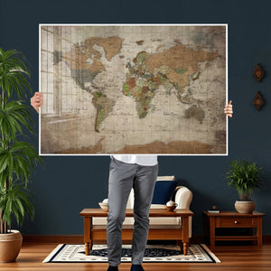 World Map Canvas Print – Framed Travel Map Wall Art for