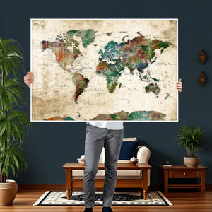 World Map Canvas Print – Framed Detailed Map of the World