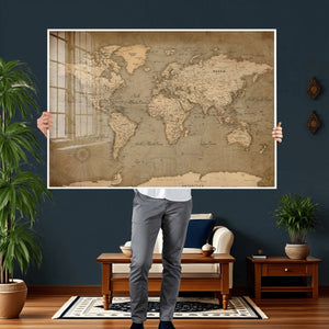 World Map Canvas Print – Framed Travel Map Wall Art for