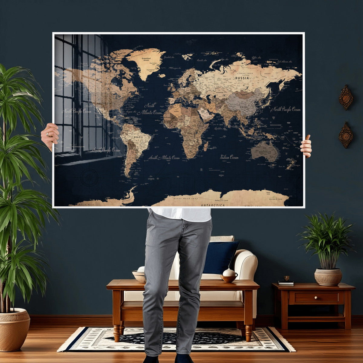 World Map Canvas Print – Detailed Map of the World Wall Art