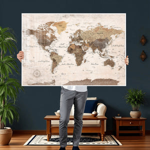 World Map Canvas Print – Framed Travel Map Wall Art for