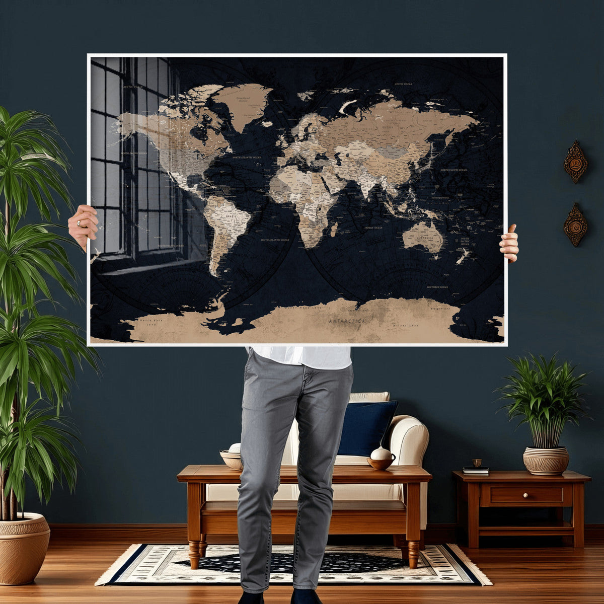 Grunge Wall Art World Map Canvas Print