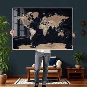 Grunge Wall Art World Map Canvas Print