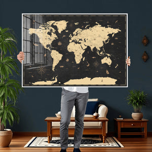 World Map Canvas Print – Detailed Map of the World Wall Art