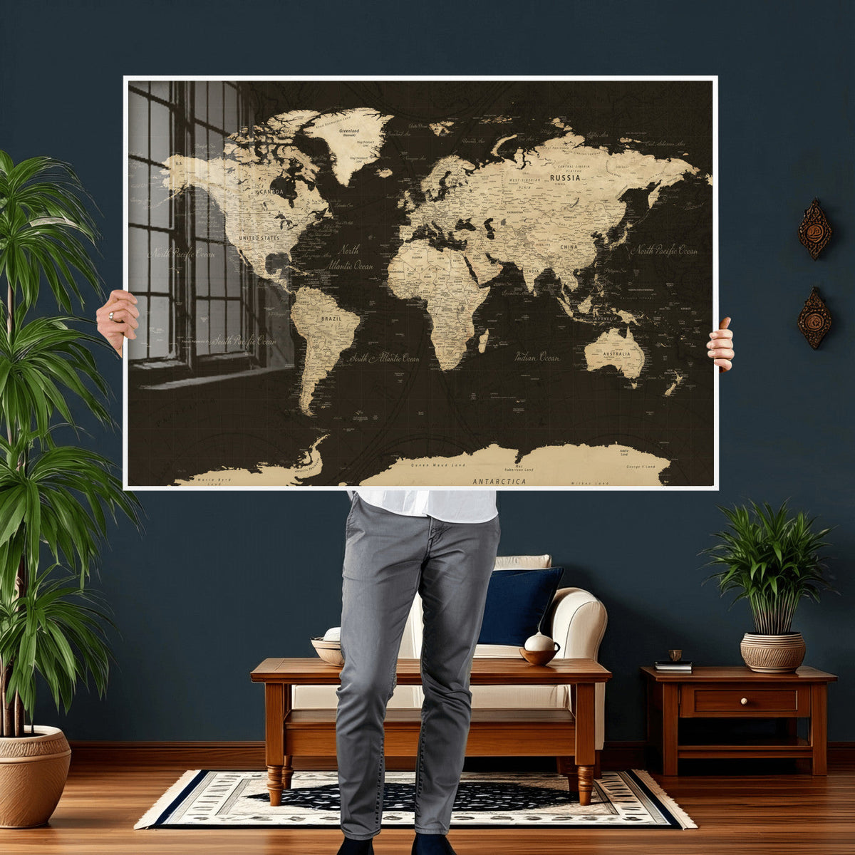 World Map Canvas Print – Framed World Map Wall Art for