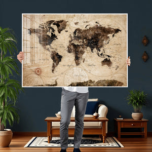 World Map Wall Art Canvas Print