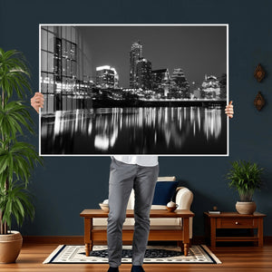 Austin Skyline Wall Art Canvas Print, Austin Downtown Night