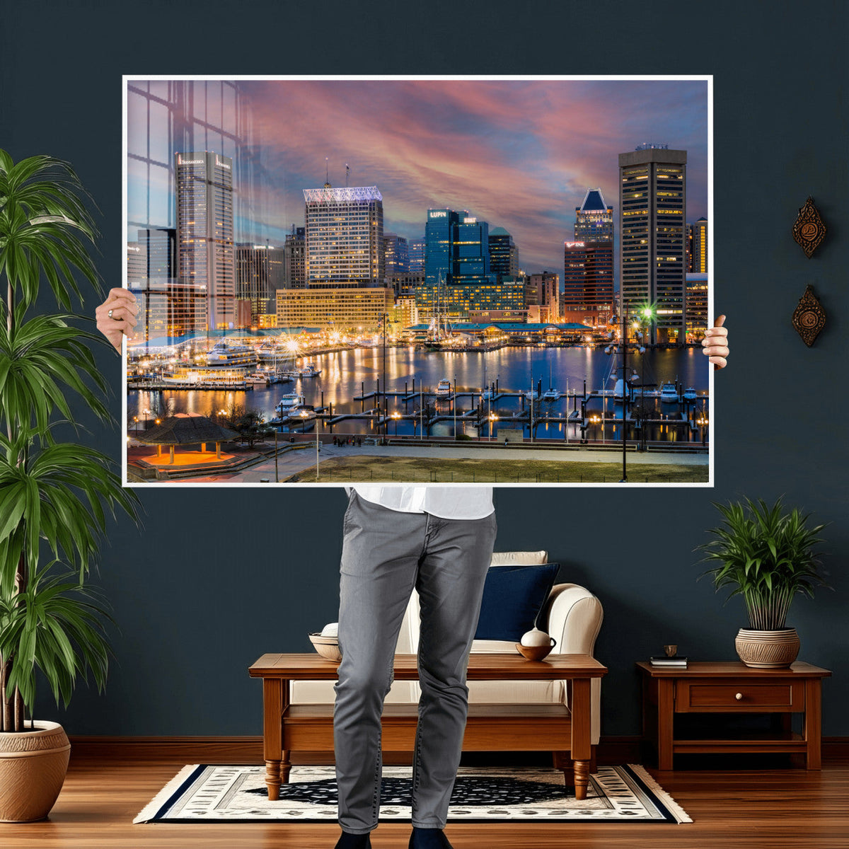 Baltimore Skyline Wall Art Canvas Print, Baltimore Downtown