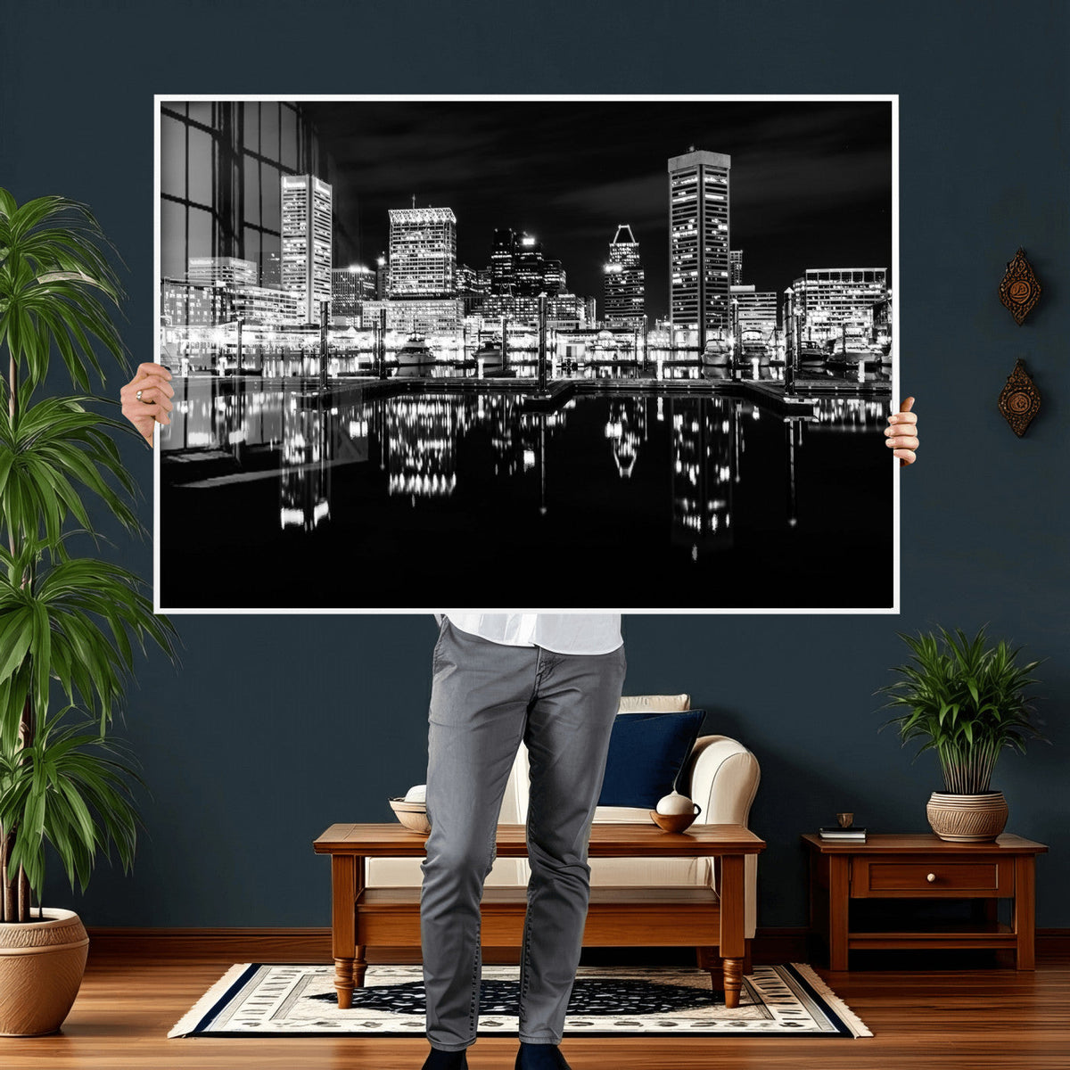 Baltimore Skyline Wall Art Canvas Print, Baltimore Downtown