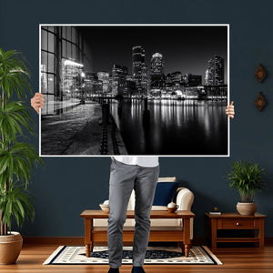 Boston Wall Art Canvas Print, Boston City Downtown Night