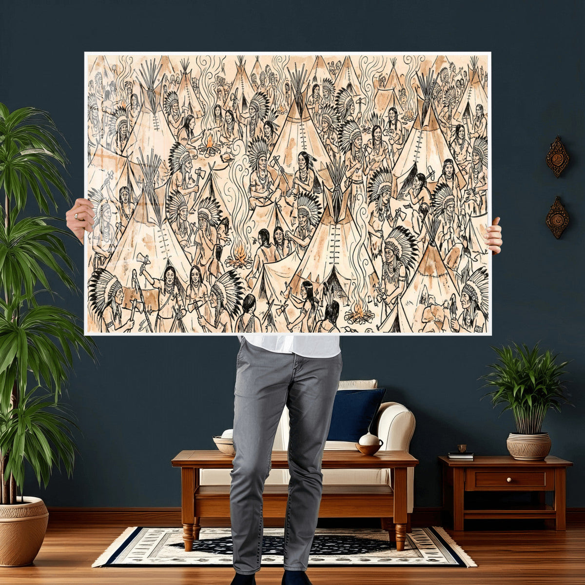 Native American Indian Wall Art Canvas Print - Abstract