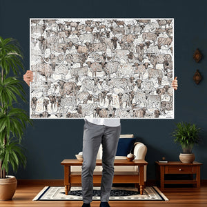 Abstract Texas Cow Wall Art Canvas Print - Farm Longhorn