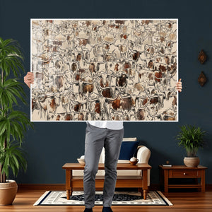 Abstract Longhorn Wall Art Canvas Print - Farm Animal