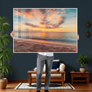 Sunset Beach Wall Art Canvas Print – Soft Coastal