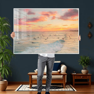 Sunset Beach Wall Art Canvas Print – Soft Coastal