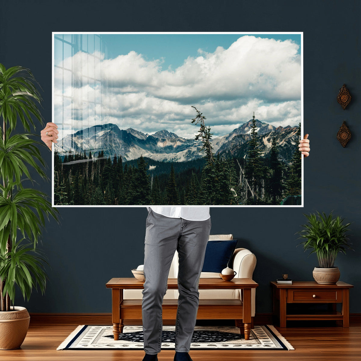 Mountain Forest Wall Art Canvas Print, Alpine Pine Tree