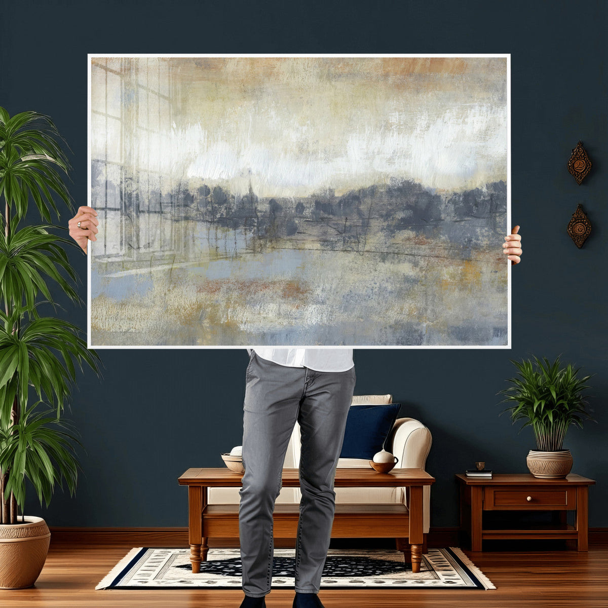 Abstract Neutral Landscape Painting Wall Art