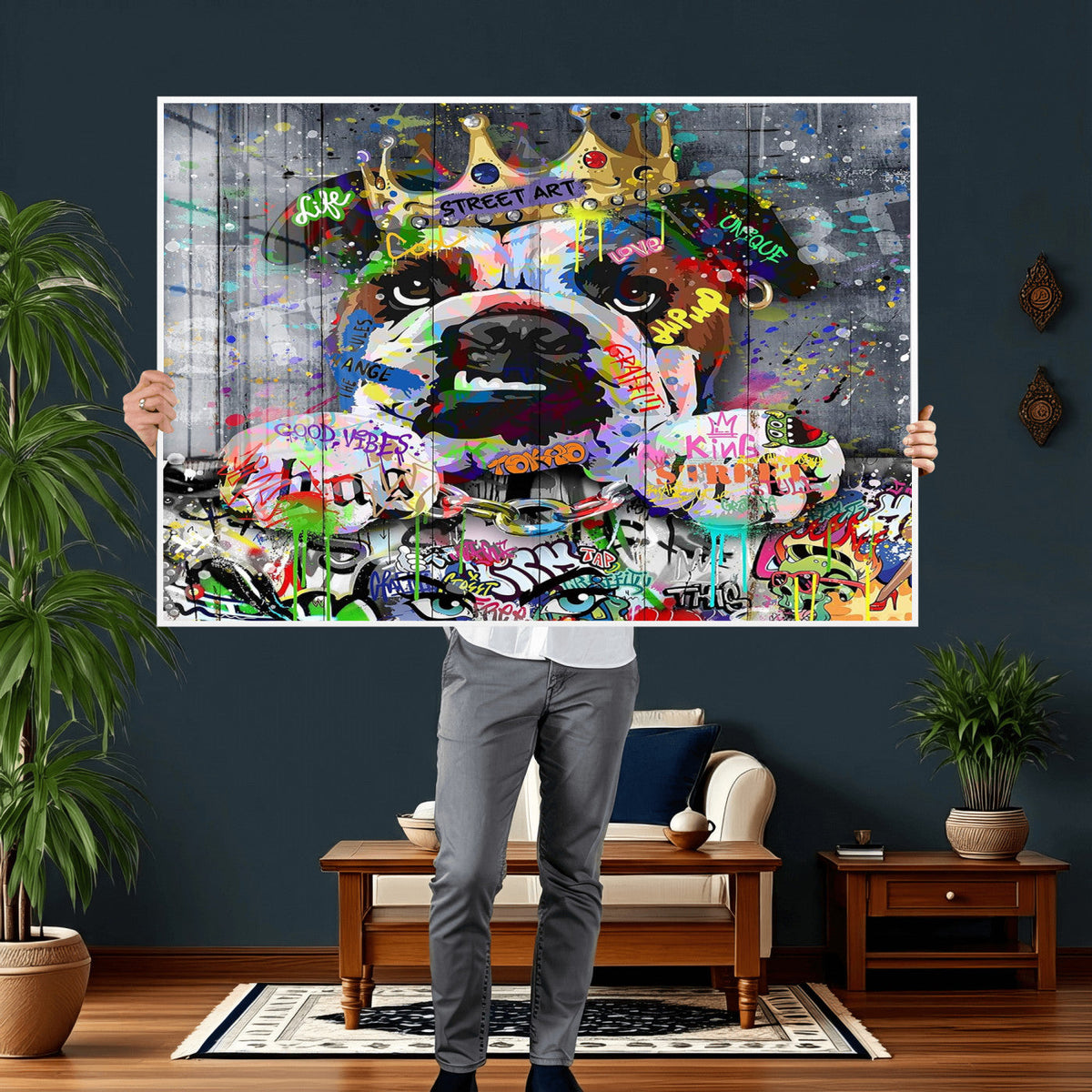 Graffiti Dog Wall Art Decor for Teen Bedroom - Abstract