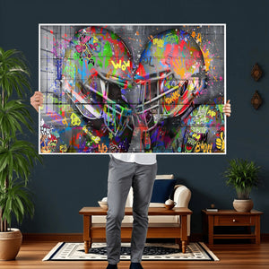 Graffiti Football Helmets Wall Art Canvas Print, Urban