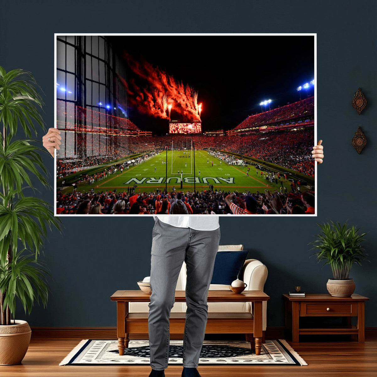 Auburn Stadium Wall Art Canvas Print, College Football Night