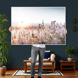 Lavender Field Wall Art Canvas Print, Butterfly Floral