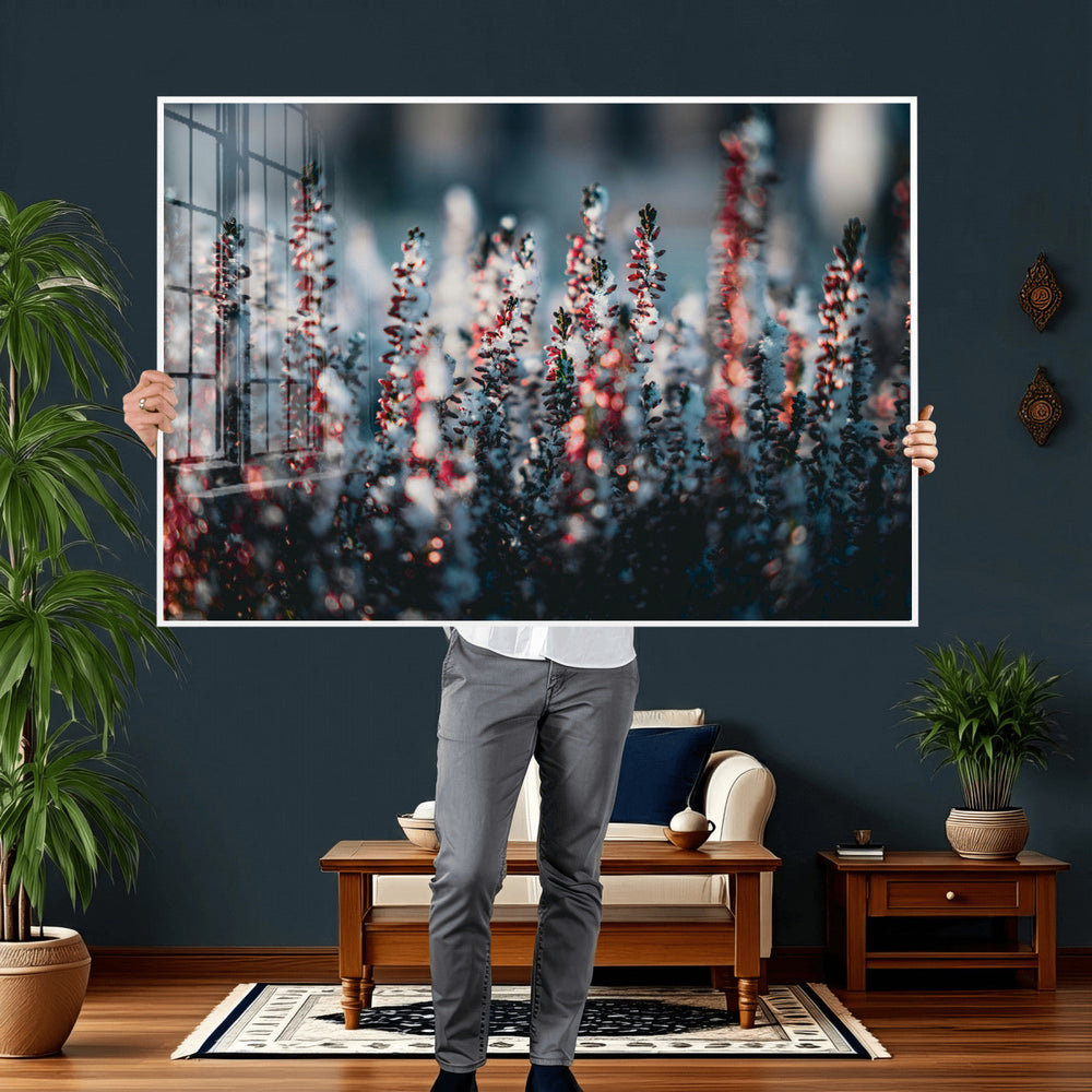 Winter Heather Wall Art Canvas Print, Frosted Floral Nature