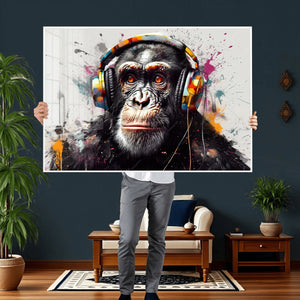 Dj Monkey Wall Art Canvas Print – Colorful Pop Art Banksy