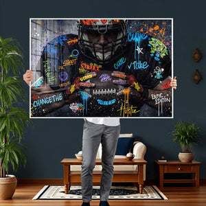 Graffiti American Football Player Street Art Wall Art Canvas