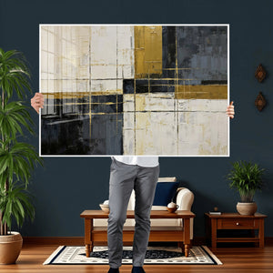 Abstract Gold and Black Wall Art Canvas Print – Modern