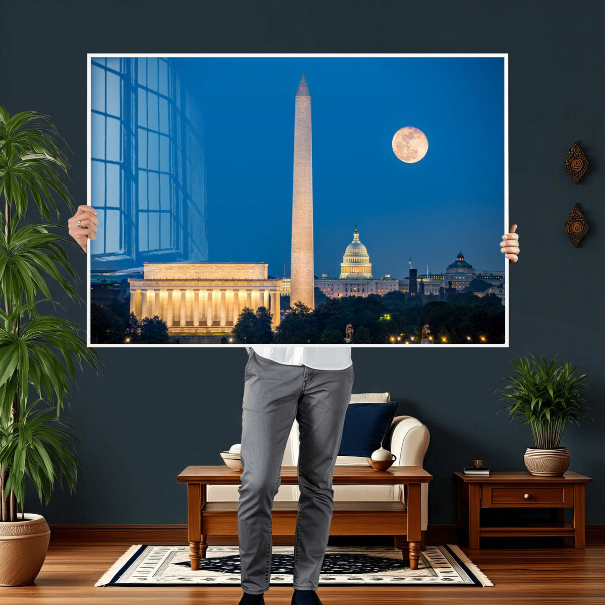 Washington DC Skyline Wall Art Canvas Print – Lincoln