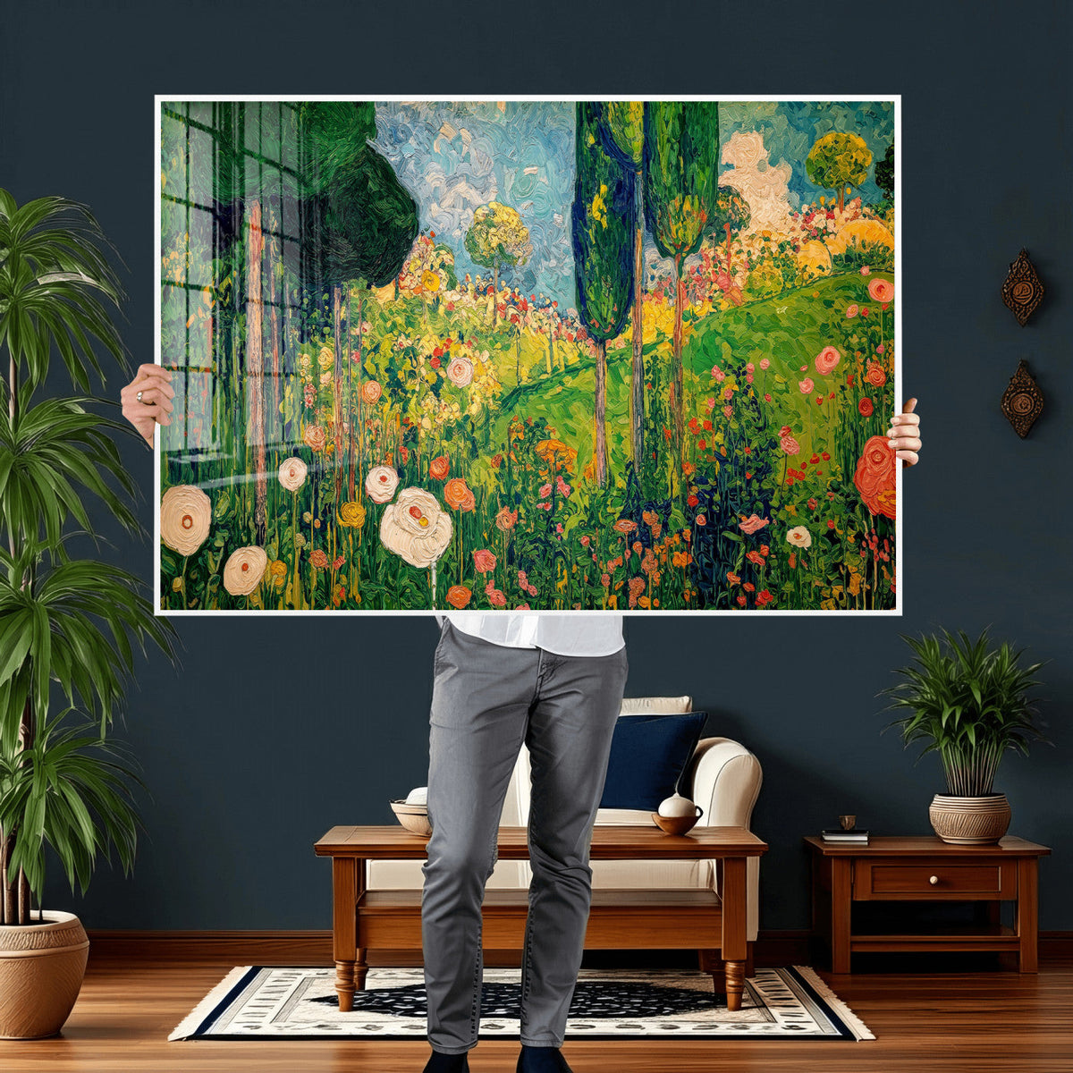 Gustav Klimt Boho Mountain Landscape Large Wall Art,