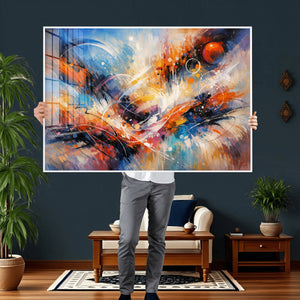 Lyrical Abstraction Wall Art Canvas Print, Orange Blue