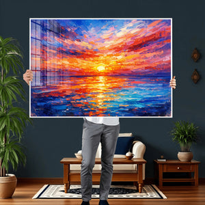 Colorful Knife Ocean Sunset Canvas — Orange Pink Teal