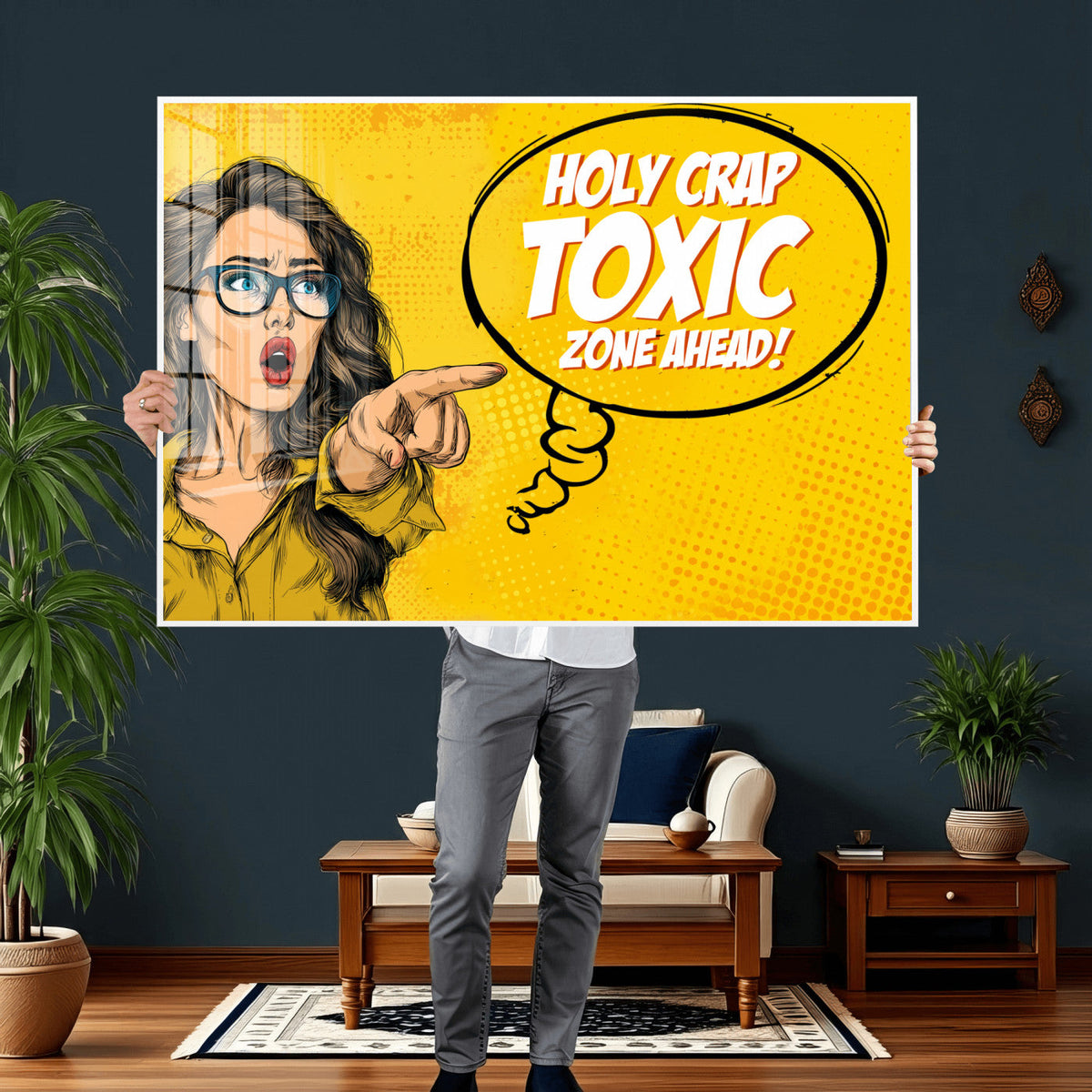 Pop Art Print Bathroom Sign Wall Art Canvas Print — Funny