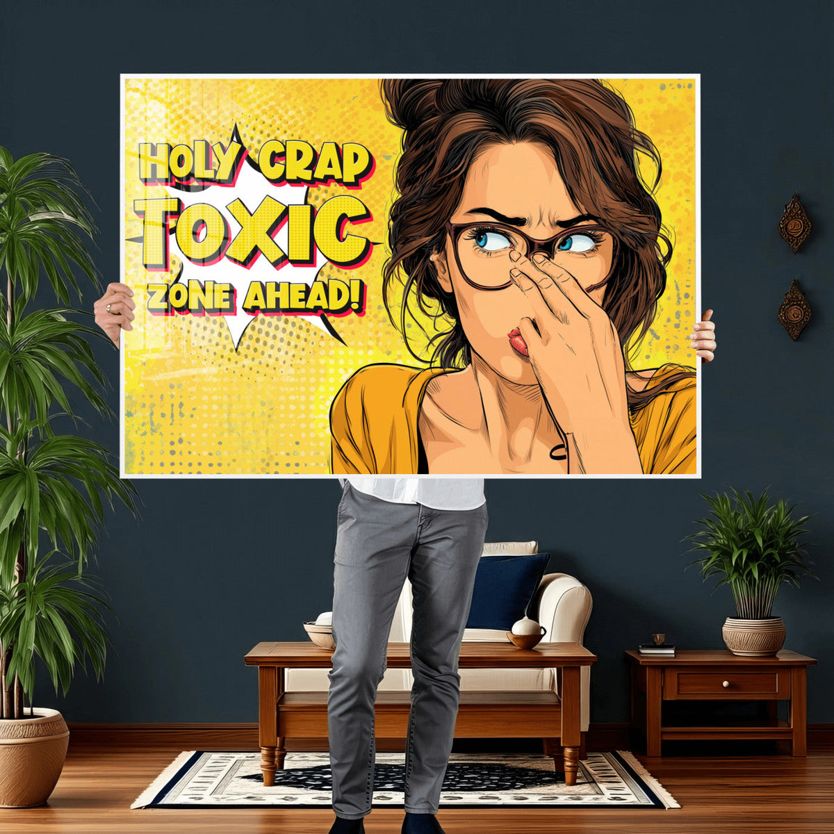 Pop Art Print Bathroom Sign Wall Art Canvas Print — Funny