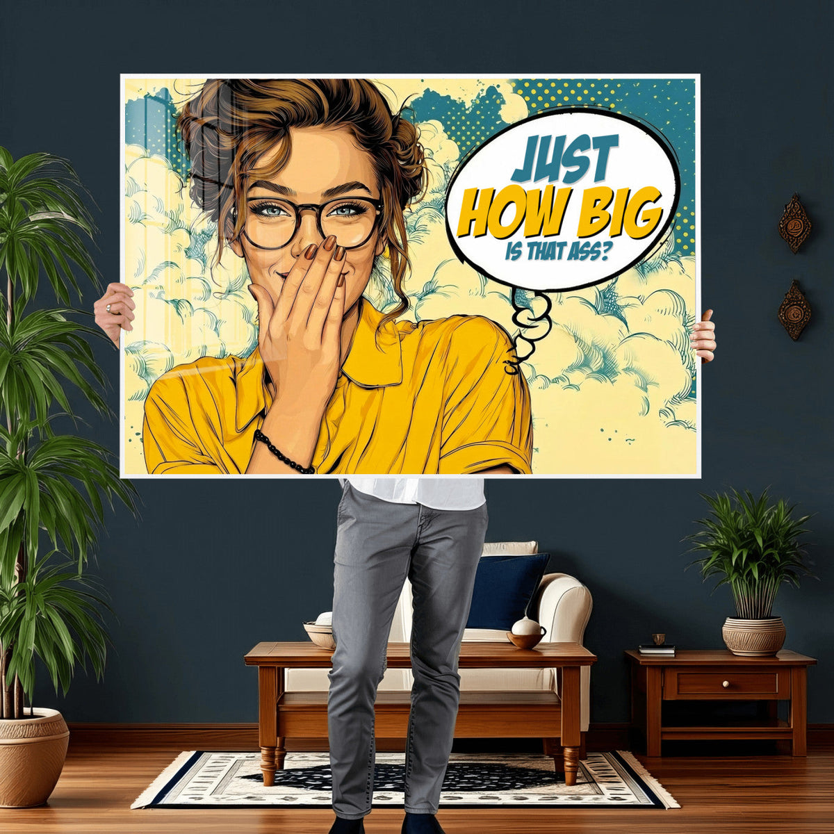 Pop Art Print Bathroom Sign Wall Art Canvas Print — Funny
