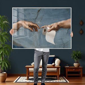 Funny Bathroom Canvas Wall Art, Michelangelo Creation of