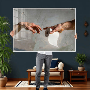 Funny Bathroom Wall Art Canvas, Creation of Toilet Paper