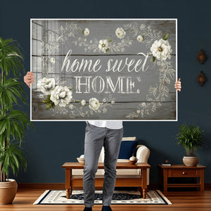 Home Sweet Home Wall Art Canvas Print, Floral Farmhouse