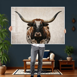 Texas Longhorn Canvas Wall Art Western Bull Desert Moody