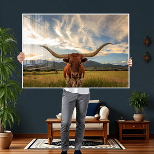 Texas Longhorn Canvas Wall Art – Majestic Triptych Animal