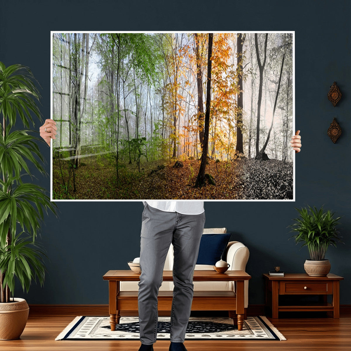 Four Seasons Wall Art Forest Canvas Print – Triptych